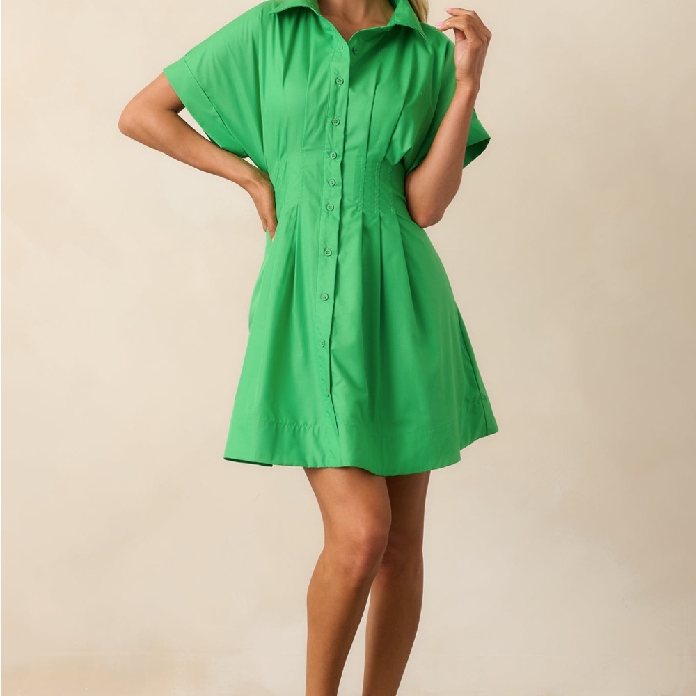 DRIVE-IN MOVIE KELLY GREEN MINI SHIRT DRESS LARGE